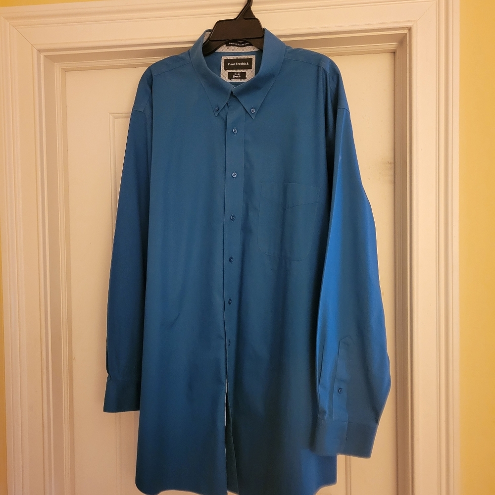 Men's Paul Frederick Button-down Turquoise Shirt  19 x 36 Classic Fit